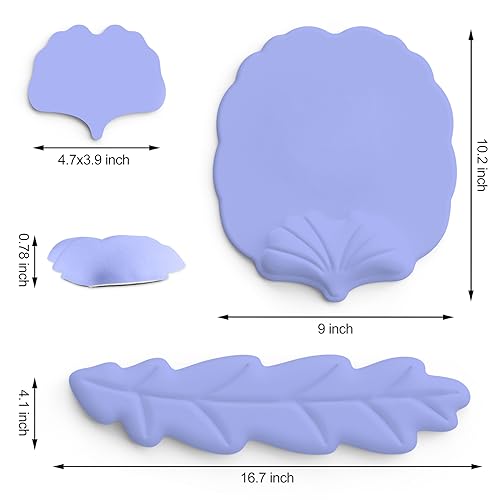 Keyboard Wrist Rest and Mouse Pad with Wrist Support Set, Ergonomic Leaf Shape Mouse Pad with Non-Slip Base, Pain Relief Memory Foam Mousepad for Computer,Laptop,Home Office, Purple - color: Purple