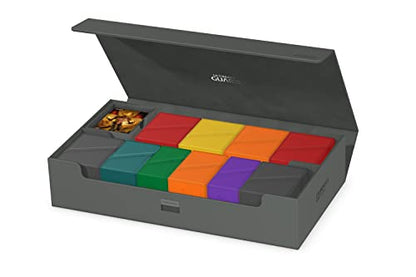 Ultimate Guard Omnihive 1000+, Deck Case for 1000 Double-Sleeved TCG Cards + 2 removable Trays, Grey, Magnetic Closure & Microfiber Inner Lining - color: Grey