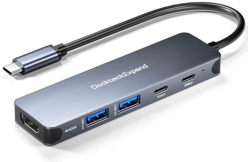 USB-C Hub, DockteckExpand USB-C to USB Adapter (5 in 1) with 4K HDMI, 100W Power Delivery, 5Gbps USB-C Data Port & 2 5Gbps USB-A Data Ports for MacBook Pro/Air, iPad Pro/Air, Dell XPS and More - color: Dual C port 5 IN 1