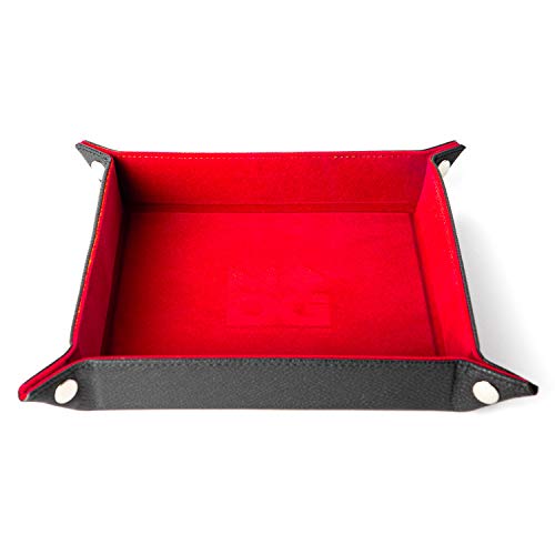 FanRoll Fold Up Velvet Dice Tray w/PU Leather Backing: Red, Role Playing Game Dice Accessories for Dungeons and Dragons - color: Red