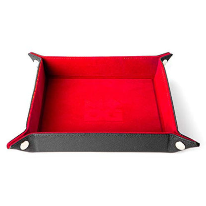 FanRoll Fold Up Velvet Dice Tray w/PU Leather Backing: Red, Role Playing Game Dice Accessories for Dungeons and Dragons - color: Red