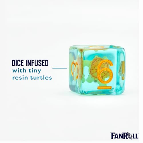FanRoll 16mm Resin Poly DND Dice Set: Turtle Dice, Role Playing Game Dice for Dungeons and Dragons