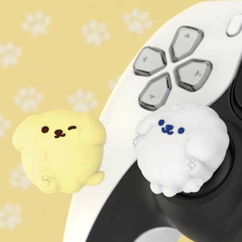 PlayVital Cute Thumb Grip Caps for ps5, Edge, ps4 Controller, Silicone Analog Stick Cover for Xbox Series X/S, Elite Series 2 Controller, Thumb Caps for Switch 2 Pro Controller - Fluffy & Winky Pups - color: Fluffy & Winky Pups