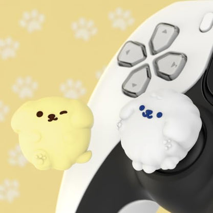 PlayVital Cute Thumb Grip Caps for ps5, Edge, ps4 Controller, Silicone Analog Stick Cover for Xbox Series X/S, Elite Series 2 Controller, Thumb Caps for Switch 2 Pro Controller - Fluffy & Winky Pups - color: Fluffy & Winky Pups