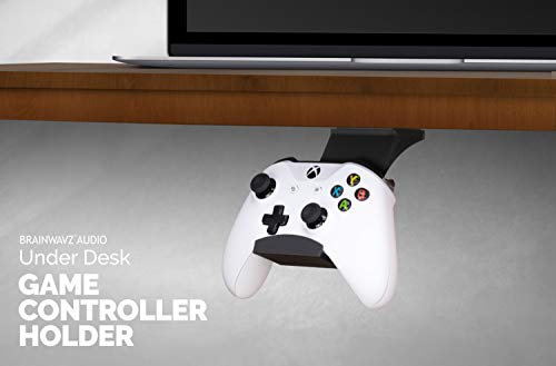 Gamepad Under The Desk Mount Holder Hanger for Xbox One, Switch, PS4, PC, Steam, Steelseries & Most Game Controllers, No Screws, VHB Tape, by Brainwavz (Black, Improved Adheasion Nov2019) - color: Black