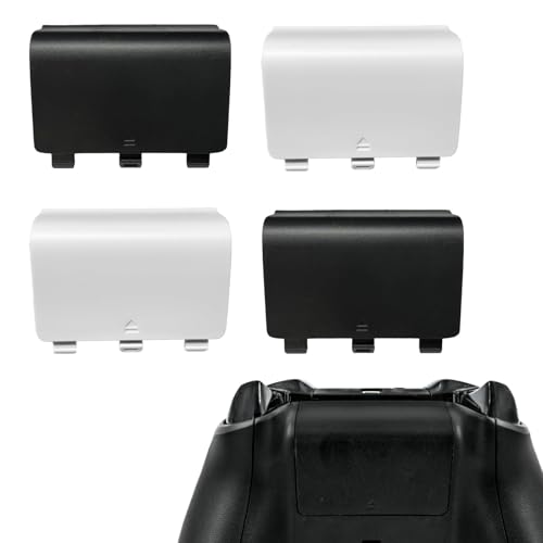 4 Pack Battery Back Cover for Xbox One Controller,Replacement Battery Back Covers for Xbox One Controller[NOT for Xbox Series X/S] Back Shell Covers Repair Part for Xbox One Controllers - color: black and white