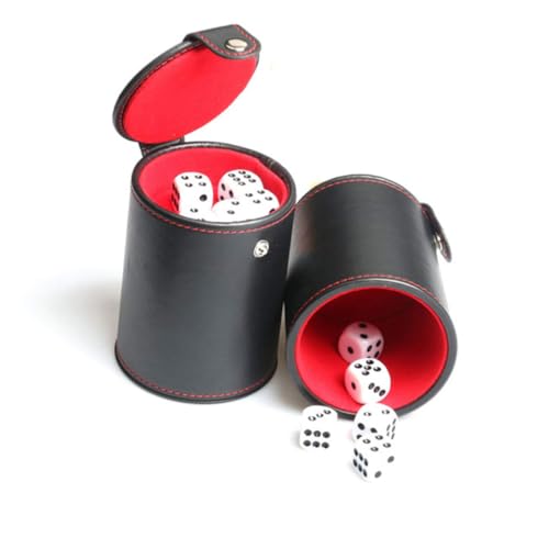 PU Leather Dice Shaker Cup with Quiet Felt Lining Double-Layer Dice Storage Compartment Lightweight Portable for Table and Board Games