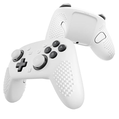 PlayVital Silicone Cover Skin for Nintendo Switch 2 Pro Controller – 3D Studded Edition Anti-Slip Grip Protector Case for Switch 2 Pro with Back Button Cap, Thumb Grips & Sticker - White - color: White