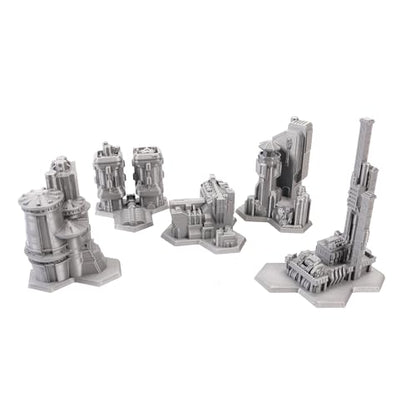 Tabletop Terrain 6mm Sci-Fi Cityscape Bundle 1 Hex for Miniatures Games Such as Epic Battletech Adeptus Titanicus (Bundle 1 with Hexes) - size: Bundle 1 with Hexes