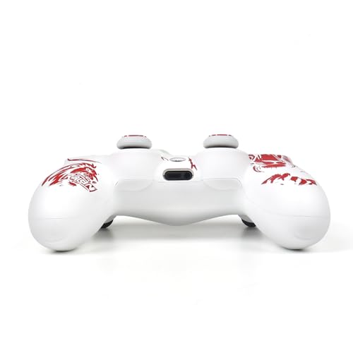Lion Design Controller Skin Cover with 2 Thumb Grips Compatible with PS4/Playstation 4 Slim/Pro Controller - color: Lion White Red