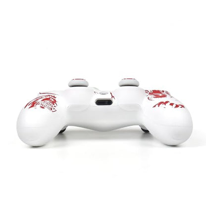 Lion Design Controller Skin Cover with 2 Thumb Grips Compatible with PS4/Playstation 4 Slim/Pro Controller - color: Lion White Red