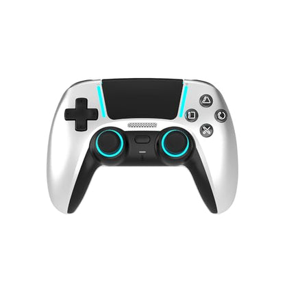 ASRVA Chrome Silver Wireless Pro Controller for PS5 4 Back Buttons,Hall Effect No-Drift Joystick,Micro-Switch ABXY,6-Axis Gyro,Macro,1000mAh Battery,RGB,Compatible with PS5/PC/Mobile - color: Chrome Silver