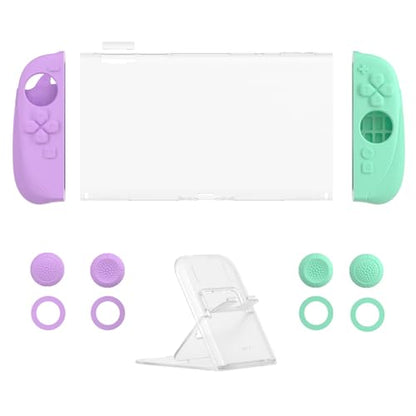 playvital Ranger Protective Case for Nintendo Switch 2 with Stand | Ergonomic Anti-Slip Silicone Grips, Dockable Hard Shell, 4 Thumbstick Caps | Quick-Release-Joycon Design, Soft Violet & Mint Green - color: Soft Violet & Mint Green