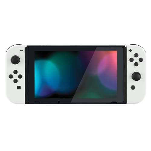 eXtremeRate DIY Replacement Shell Buttons for Switch & Switch OLED, White Custom Housing Case with Full Set Button for Joycon Handheld Controller - Controller NOT Included - color: White