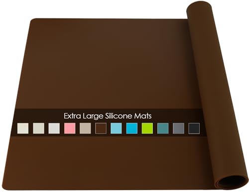 Extra Large Silicone Table Mat, Silicone Mat for Crafts Kids Dinner Placemat Desk Countertop Waterproof Protector Mats, Heat Insulation Kitchen Pastry Mat Rolling Dough Pad (Coffee, 23.6''x15.7'') - color: 01-coffee, size: 23.6"L x 15.7"W
