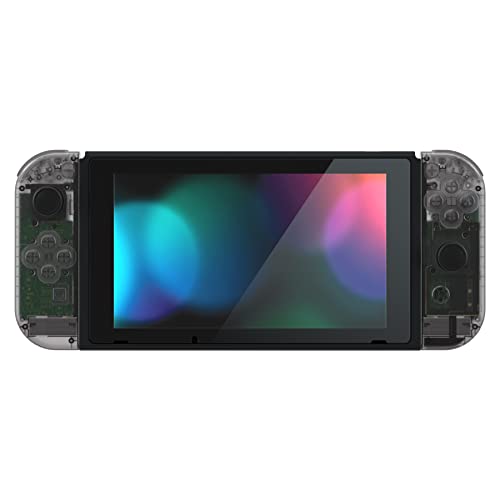 eXtremeRate DIY Replacement Shell Buttons for Nintendo Switch, Back Plate for Switch Console, Housing with Full Set Buttons for Joycon Handheld Controller - Clear Black [No Electronics Parts] - color: Clear Black
