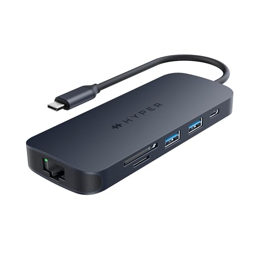 HyperDrive Next 8 Port USB C Hub for Mac, PC, and Chromebook with 4K60Hz HDMI, 2 USB-A, 10Gbps 140W Power Delivery, SD & microSD Card Reader, Ethernet Ports - size: 8 Port USB-C Hub with 2x USB-A