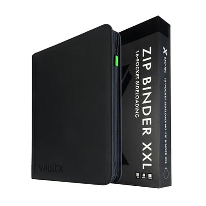 Vault X 16 Pocket XXL Zip Trading Card Binder 1088 Cards Exo-Tec (Black) | Holds 1088 standard-size TCG cards in 34 side-loading 16-pocket pages. Padded, water-resistant Exo-Tec cover.