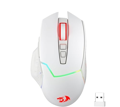 Redragon M690 PRO Wireless Gaming Mouse, 8000 DPI Wired/Wireless Gamer Mouse w/Rapid Fire Key, 8 Macro Buttons, Ergonomic Design for PC/Mac/Laptop, White | Cable-Free 0 Delay, Smooth Precise Tracking, Rapid-Fire Macro Keybinds, Vibing Backlight, Ergonomic
