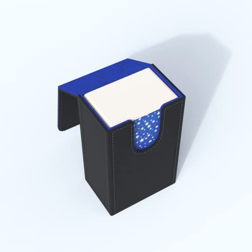 Black Tarot Card Holder with Blue Interior; Fold Top Tarot Card Box Case with Magnetic Lid Closure; Fits Standard Tarot Card Deck; Holder Measures Standard Size 5.39 x 3.38 x 2 In (Blue) - color: Blue