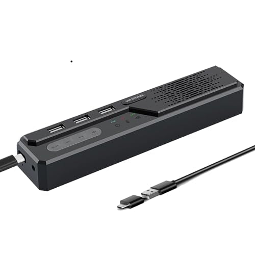 3 in 1 USB Computer Speaker with Microphone, PC Laptop Desktop Conference Speaker with Mic for Smart Home Office and Online Study，360 Degree Enhanced (4-Vintage Type-c) - style: Vintage type-c