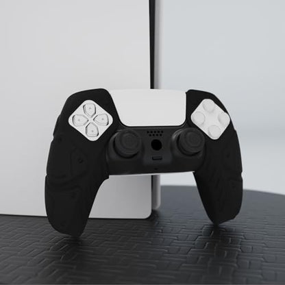 PlayVital Mecha Edition Black Ergonomic Soft Controller Silicone Case Grips for ps5, Rubber Protector Skins with Thumbstick Caps for ps5 Controller - Compatible with Charging Station - color: Black