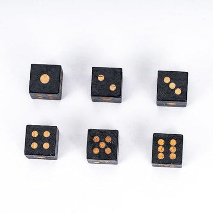 10PCS Wooden D6 Dice Set Wood 16mm Dice Set for DND RPG Board Games | Leather Storage Bag, DM Gift, for Dungeons and Dragons Role Playing Games - color: D6-black S