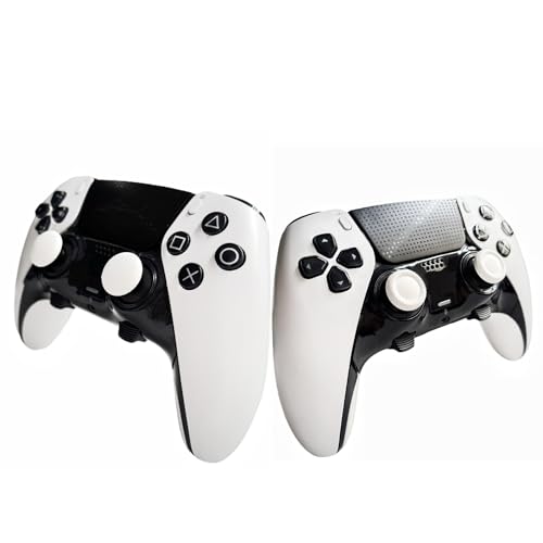 12 in 1 Interchangeable Thumbsticks & Metal Back Paddles Replacement Parts for PS5 DualSense Edge Controller, 6 Silicone Analog Joystick Caps, 4 Paddles Trigger Buttons,2 Base Rings (White) - color: White