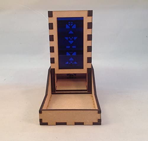 Mini Dice Tower v1 Dark Blue Acrylic Window Laser Cut MDF Unique Fast Shipping