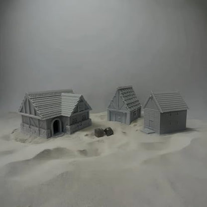 Generic Little Town and Village Houses Scene, Architecture Terrain Scenery for 18-22mm Miniatures Wargame, 3D Printed and Paintable (Standard Edition)