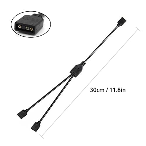 ARGB Splitter Cable, 1-to-2 Female to Female 5V 3 Pin Addressable RGB Splitter Extension Cable ARGB LED Sync Cable for Extend PC Computer ARGB Fans Or ARGB LED Series (2 Pack) - style: 1-to-2