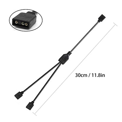 ARGB Splitter Cable, 1-to-2 Female to Female 5V 3 Pin Addressable RGB Splitter Extension Cable ARGB LED Sync Cable for Extend PC Computer ARGB Fans Or ARGB LED Series (2 Pack) - style: 1-to-2