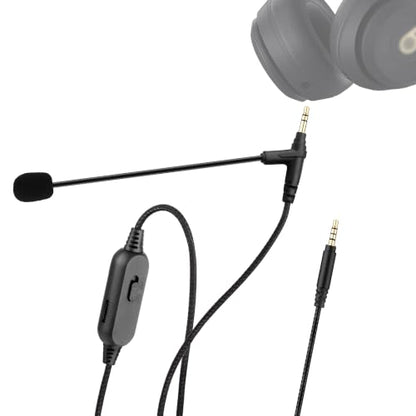 Gaming Boom Mic Cable with Mute and Volume Control for 3.5mm Headphones | Compatible with Beats Sony Philips V-Moda Headphones with 3.5mm Audio Jack, Turn Headphones Into Gaming Headset, 6.6ft