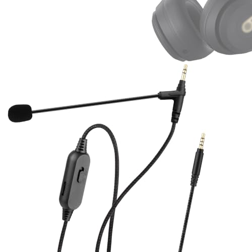 Gaming Boom Mic Cable with Mute and Volume Control for 3.5mm Headphones | Compatible with Beats Sony Philips V-Moda Headphones with 3.5mm Audio Jack, Turn Headphones Into Gaming Headset, 6.6ft