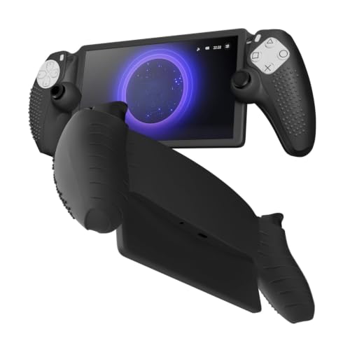 TNP Black Silicone Case Cover Skin Compatible with PlayStation Portal | Protective soft-grip shell for steadier handheld play; 1 flexible cover only, console and thumb grips not included - color: Black
