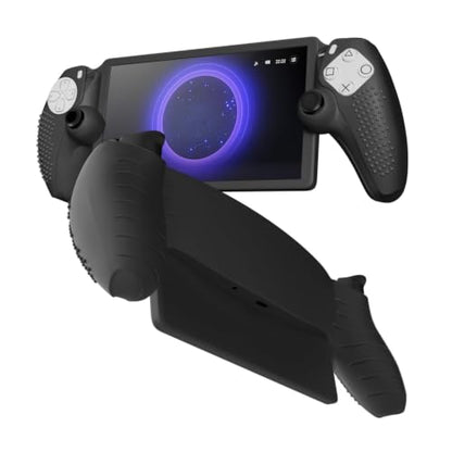 TNP Black Silicone Case Cover Skin Compatible with PlayStation Portal | Protective soft-grip shell for steadier handheld play; 1 flexible cover only, console and thumb grips not included - color: Black