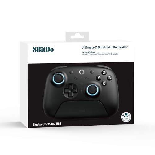 8BitDo Ultimate 2 Bluetooth Controller for Switch/Switch 2 & Windows PC, Switch Pro Controller with TMR Joysticks, Switchable Hall Effect/Tactile Triggers, Vibration and Motion Control - Black - color: Black, style: Ultimate 2 Bluetooth