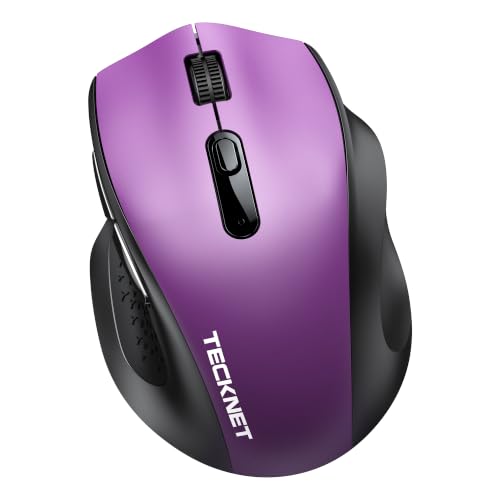 TECKNET Wireless Mouse for Laptop, (BT5.2/3.0 & 2.4G) Bluetooth Wireless Mouse, Silent Click, 5-Level Adjustable DPI, Ergonomic Portable Computer Mice for Laptop, PC, MacBook, Chromebook - color: Purple