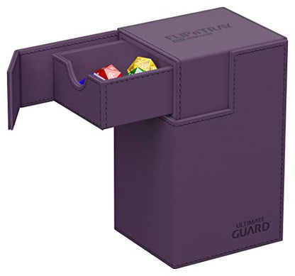 Ultimate Guard Flip'n'Tray 80+, Deck Case for 80 Double-Sleeved TCG Cards + Dice Tray, Purple, Independent Magnetic Closure & Microfiber Inner Lining - color: Purple, size: 80+