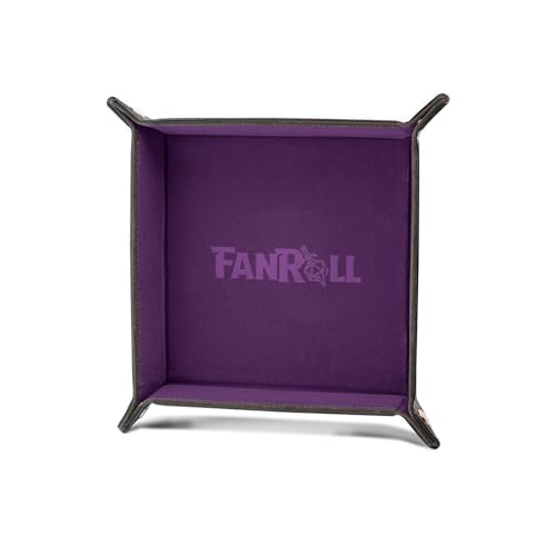 FanRoll Fold Up Velvet Dice Tray w/PU Leather Backing: Purple, Role Playing Game Dice Accessories for Dungeons and Dragons - color: Purple