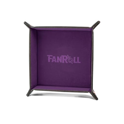 FanRoll Fold Up Velvet Dice Tray w/PU Leather Backing: Purple, Role Playing Game Dice Accessories for Dungeons and Dragons - color: Purple