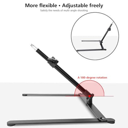 Adjustable Desktop Phone Tripods Mount with 360 Rotations for Video Live Streaming Baking Scanning Projects Phone Tripods Stand with LED Mount