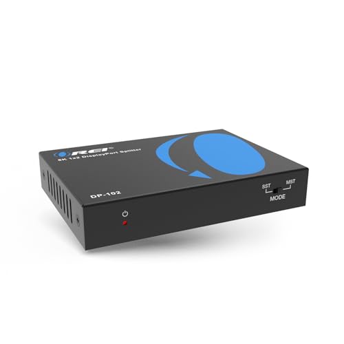 OREI DisplayPort Splitter for Dual Monitors – DP Splitter 1 in 2 Out, DisplayPort to DisplayPort Splitter 8K@30Hz Dual 4K@60Hz, Dual Monitor Splitter MST/SST DisplayPort Switch (DP-102) | OREI DisplayPort Splitter for Dual Monitors – 8K DP Splitter 1 in 2