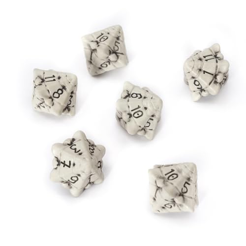 D12 Dice Set - Set of Six 12 Sided Dice - Skull & Bone Themed RPG Dice. Cool & Unique Gift and Compatible with Dungeons & Dragons (DND), D&D, Pathfinder, D and D. (Cleaned Bone White) - color: Cleaned Bone White, style: Six D12