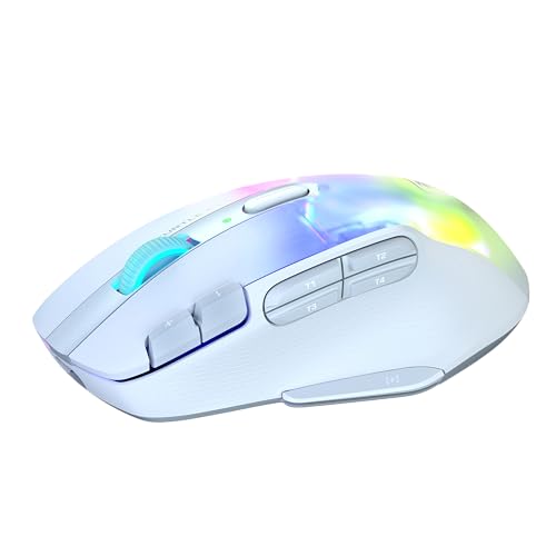 Turtle Beach Kone XP Air Wireless RGB Gaming Mouse for PC | 19K DPI Sensor, Rechargeable 100-Hr Battery, Charging Dock, 29 Programmable Inputs, Ergonomic, Bluetooth, 4D Wheel, White - color: White