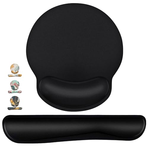 Mouse Pad and Keyboard Wrist Rest- Ergonomic Wrist Rest for Computer Keyboard and Mouse Pad, Memory Foam Wrist Support for Comfy Typing, Ideal for Laptop, Office, Gaming - color: Classic black