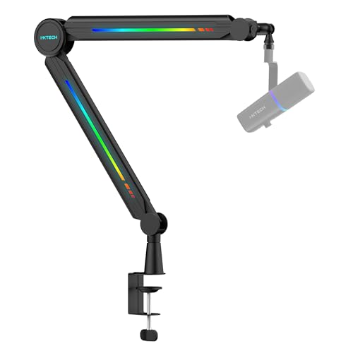 IXTECH RGB Mic Boom Arm High Profile, Overhead Boom Arm Microphone Stand Desk Mount, Adjustable Microphone Stand with Desk Mount, Mic Arm for Live Streaming Gaming Podcasting Recording. - color: 1 VALIANT RGB