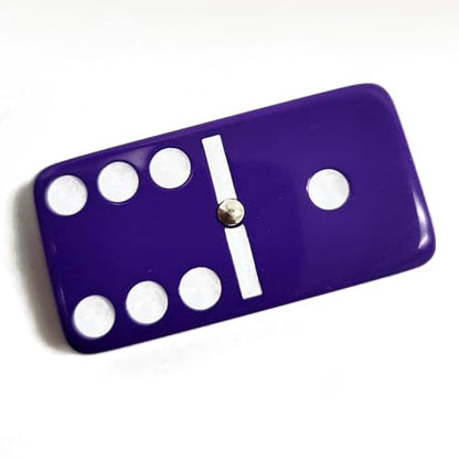 Marion Domino Double Six Purple Jumbo Tournament Professional Size with Spinners in Dovetail Sheesham Wood Box. - color: Purple