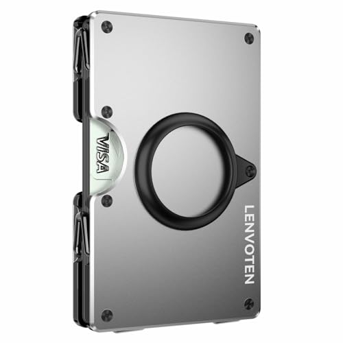 Lenvoten Upgraded Hinged Minimalist Wallet for Men, AirTag Compatible | Slim Metal Aluminum, RFID Blocking Credit Card Holder & Money Clip Holds 20 Cards, Premium Scratch-Resistant Finish - color: S11-Gunmetal-Air Tag