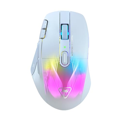 Turtle Beach Kone XP Air Wireless RGB Gaming Mouse for PC | 19K DPI Sensor, Rechargeable 100-Hr Battery, Charging Dock, 29 Programmable Inputs, Ergonomic, Bluetooth, 4D Wheel, White - color: White